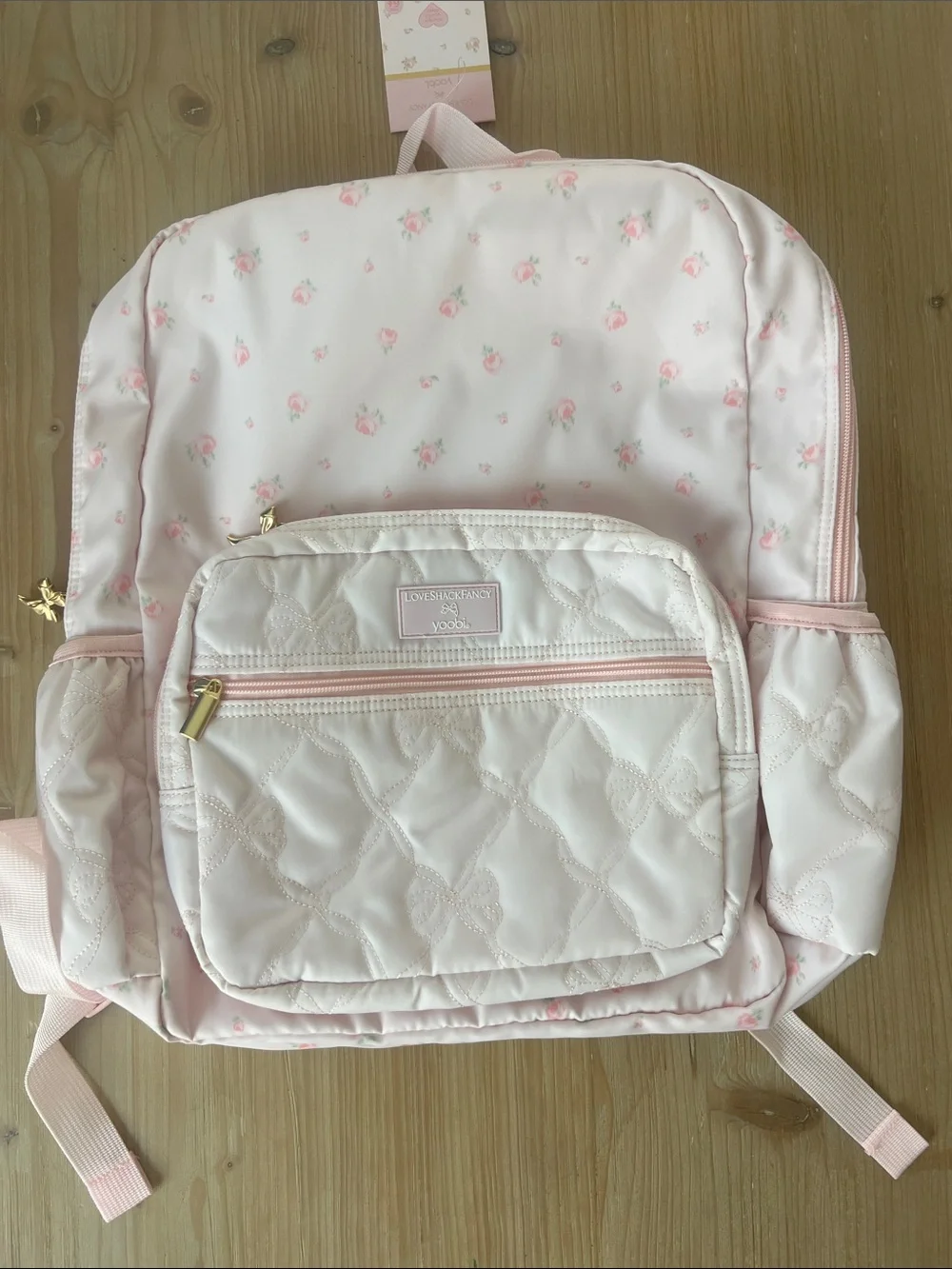 LoveShackFancy Target Yoobi Pink Ditsy Floral Quilted Pouch Backpack & Lunchbox